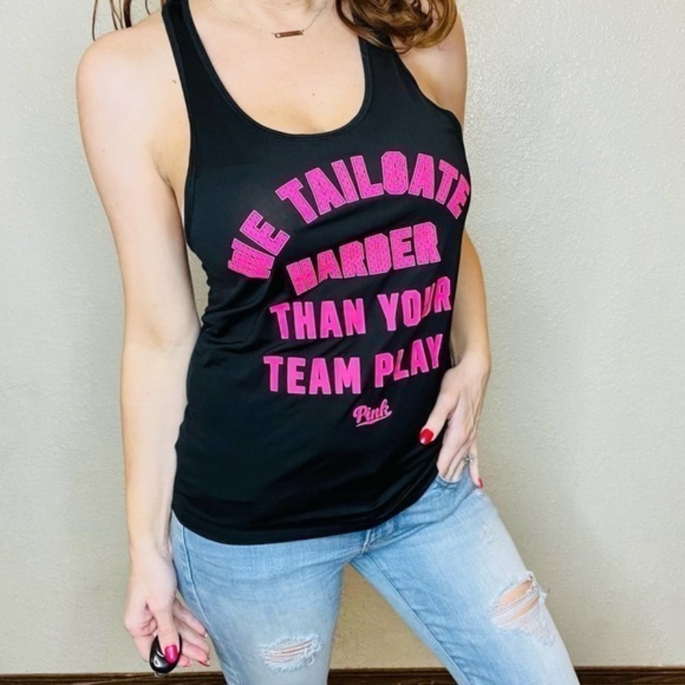Victoria Secret PINK sports we tailgate harder than your team plays top XS